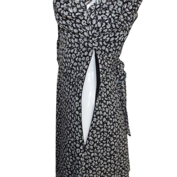 ALL SAINTS Mini Dress, 4, Black/White, Split Flutter Sleeve, V-neck, Sash/Belt - Picture 14 of 15